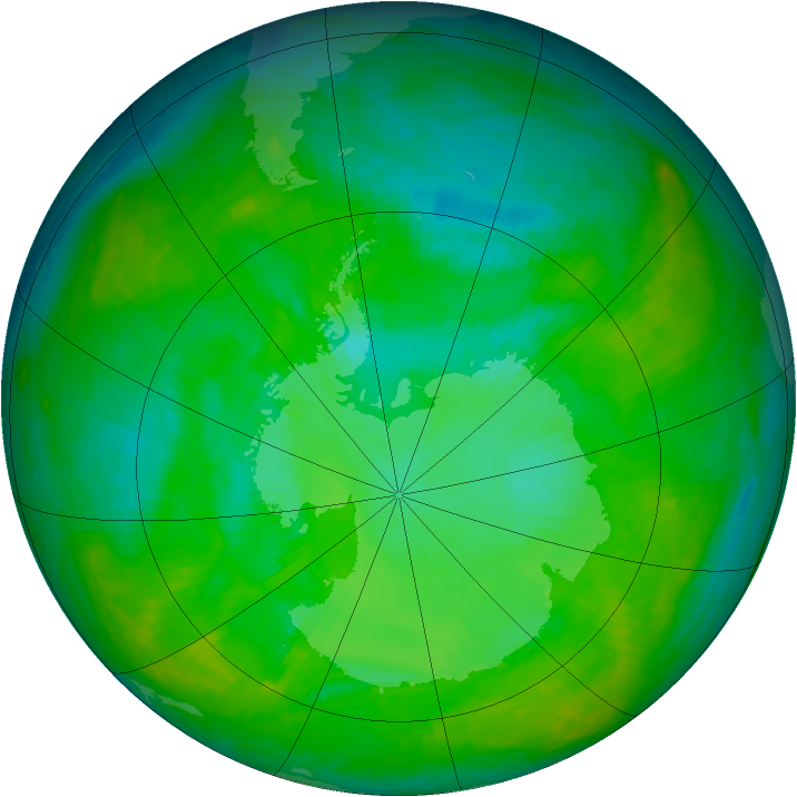Antarctic ozone map for 15 December 2002